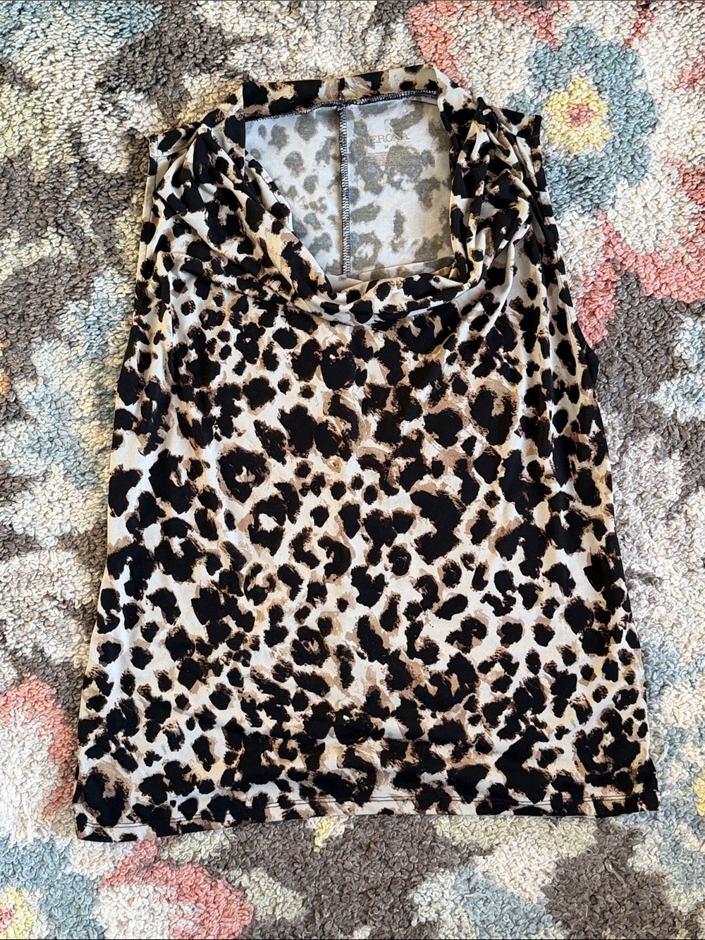 Merona Leopard Print Cowl Neck Sleeveless Blouse - medium